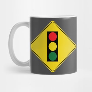 Caution Road Sign Traffic Light Mug